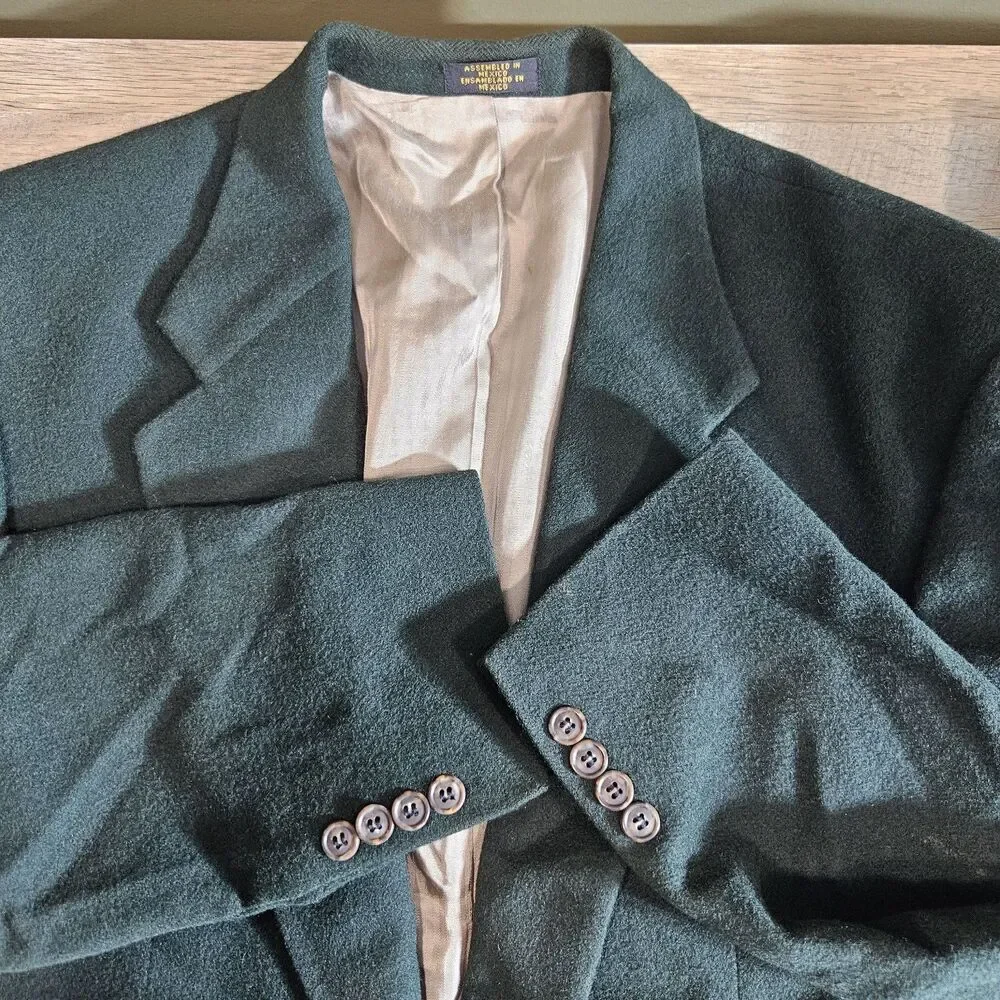 Dark Academia Stafford Mens 40L Green 100% Camel Hair 2-Button Blazer Sport Coat
